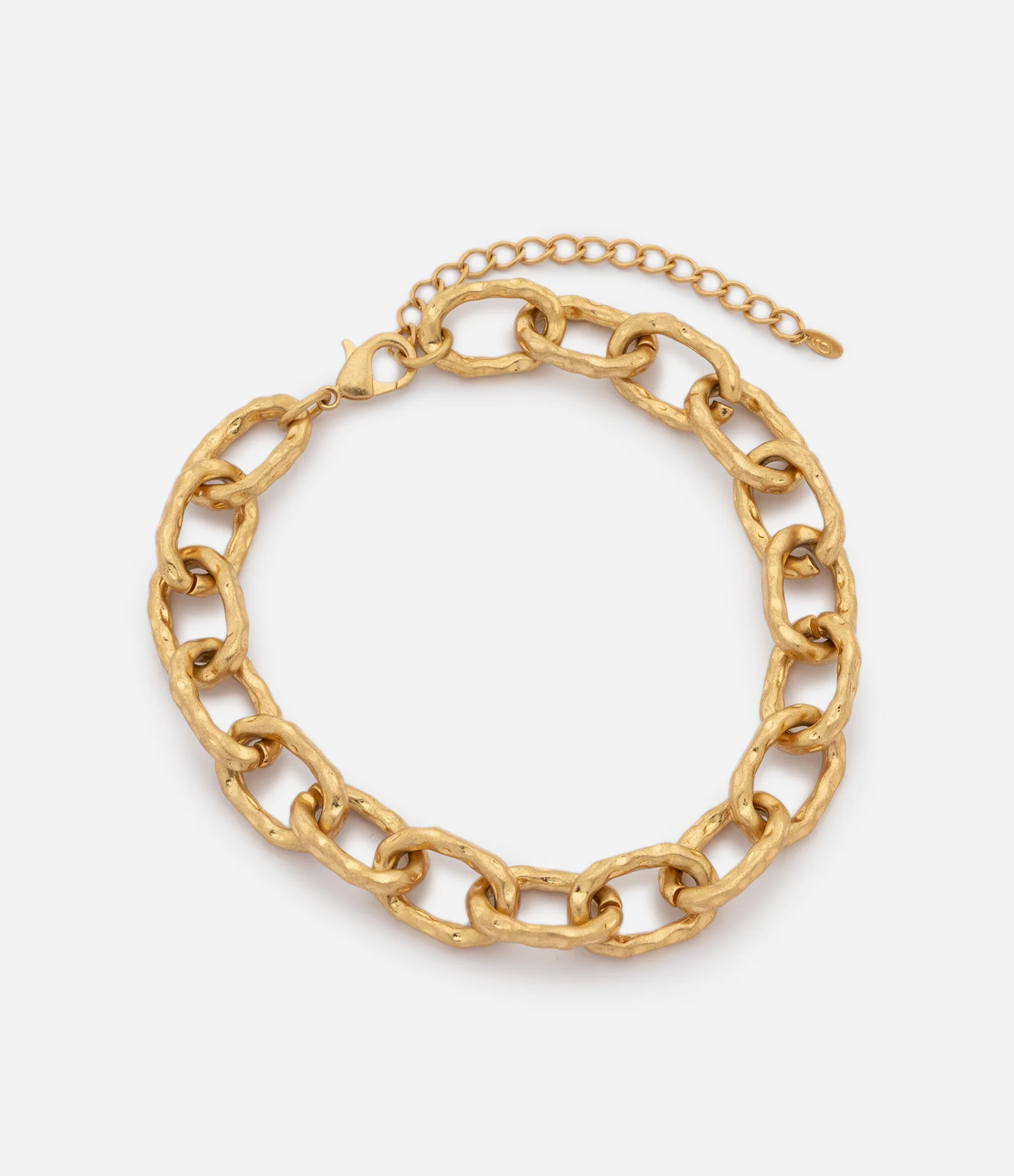 Maxi Colar Curto em Metal com Elos Martelados Dourado 2