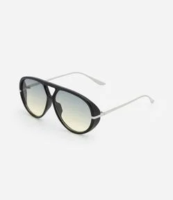 Óculos Aviador com Lentes Amplas e Hastes em Metal