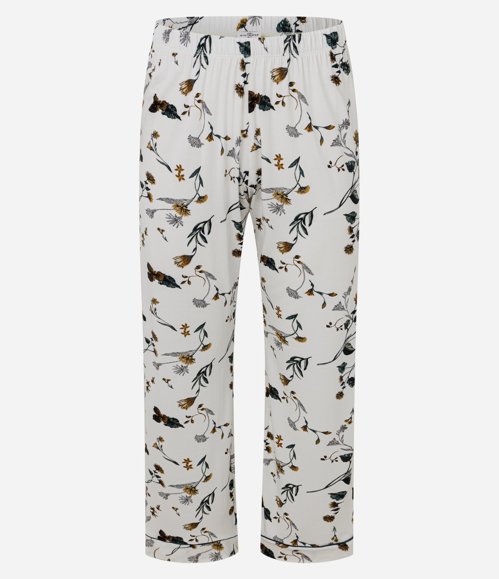 Pijama Longo em Viscolycra com Viés Contrastante e Estampa Floral Branco 6