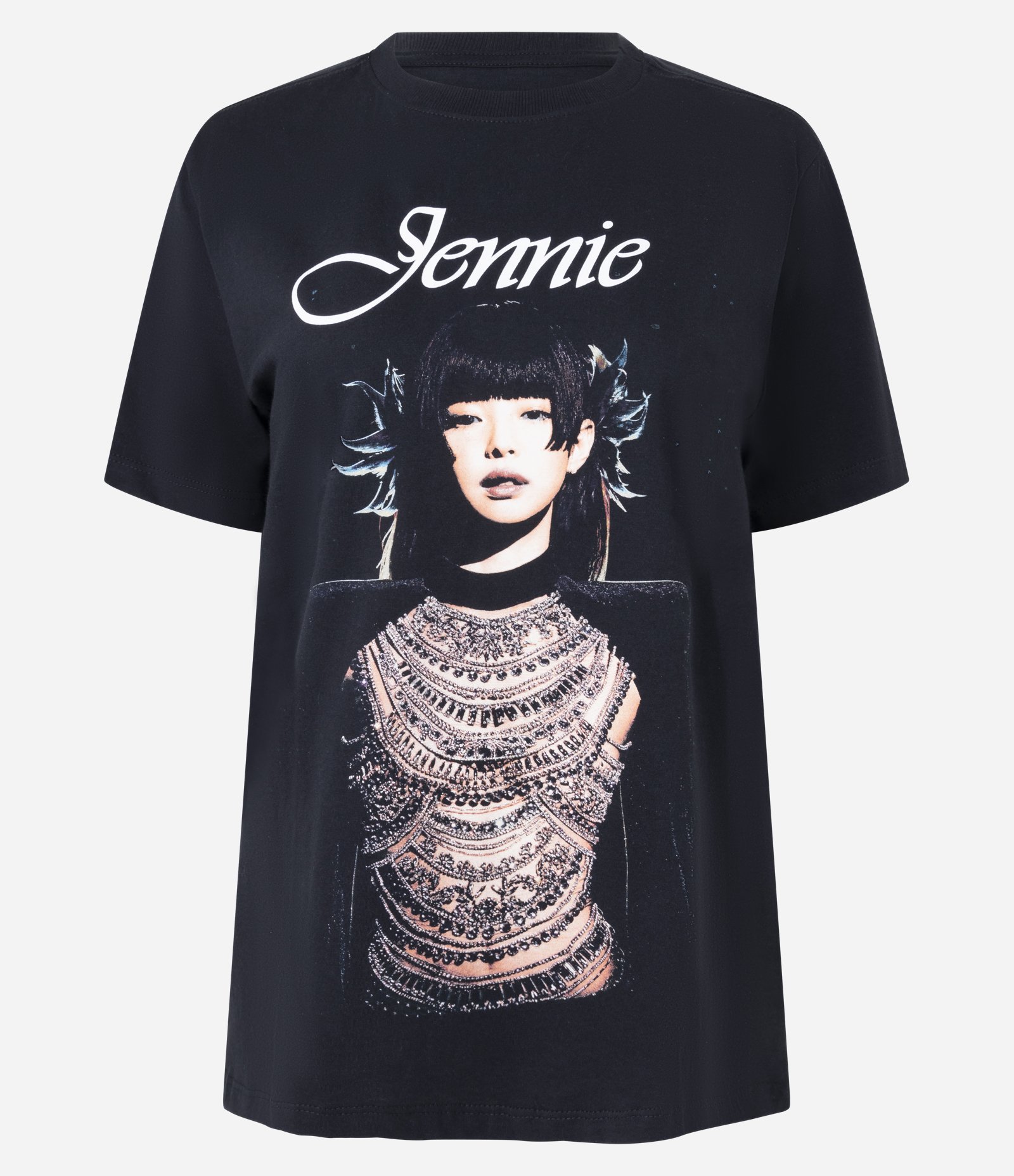 Camiseta em Algodão com Estampa Jennie Preto 5