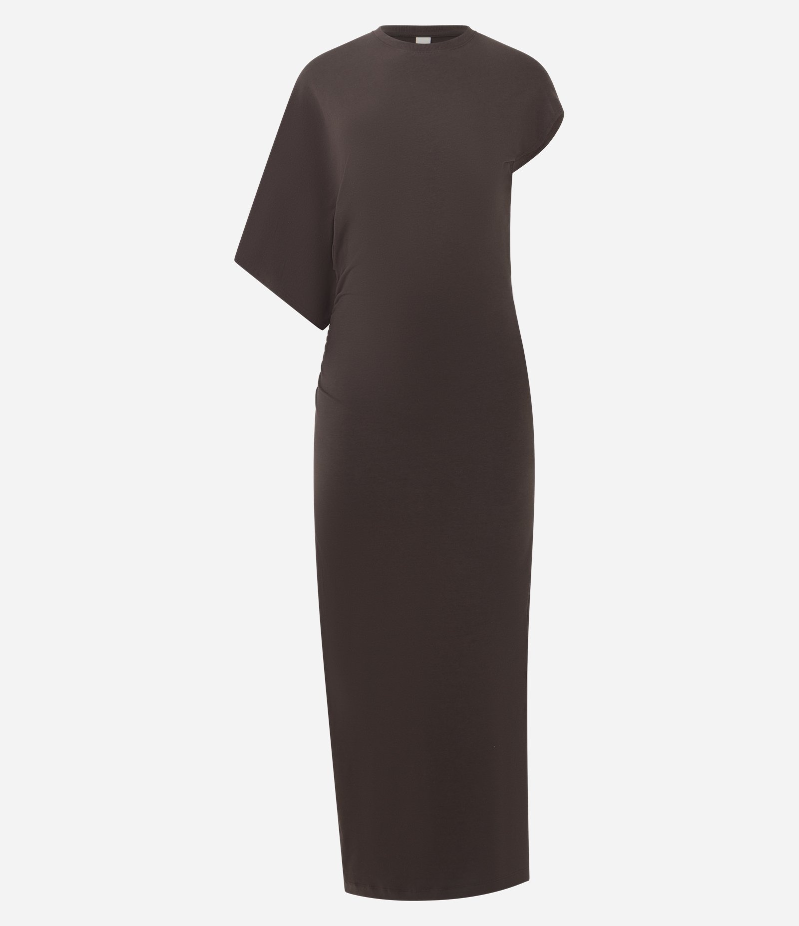 Vestido Longo Assimétrico em Algodão Marrom 1