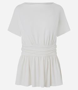 Blusa Peplum em Viscose com Recorte na Cintura