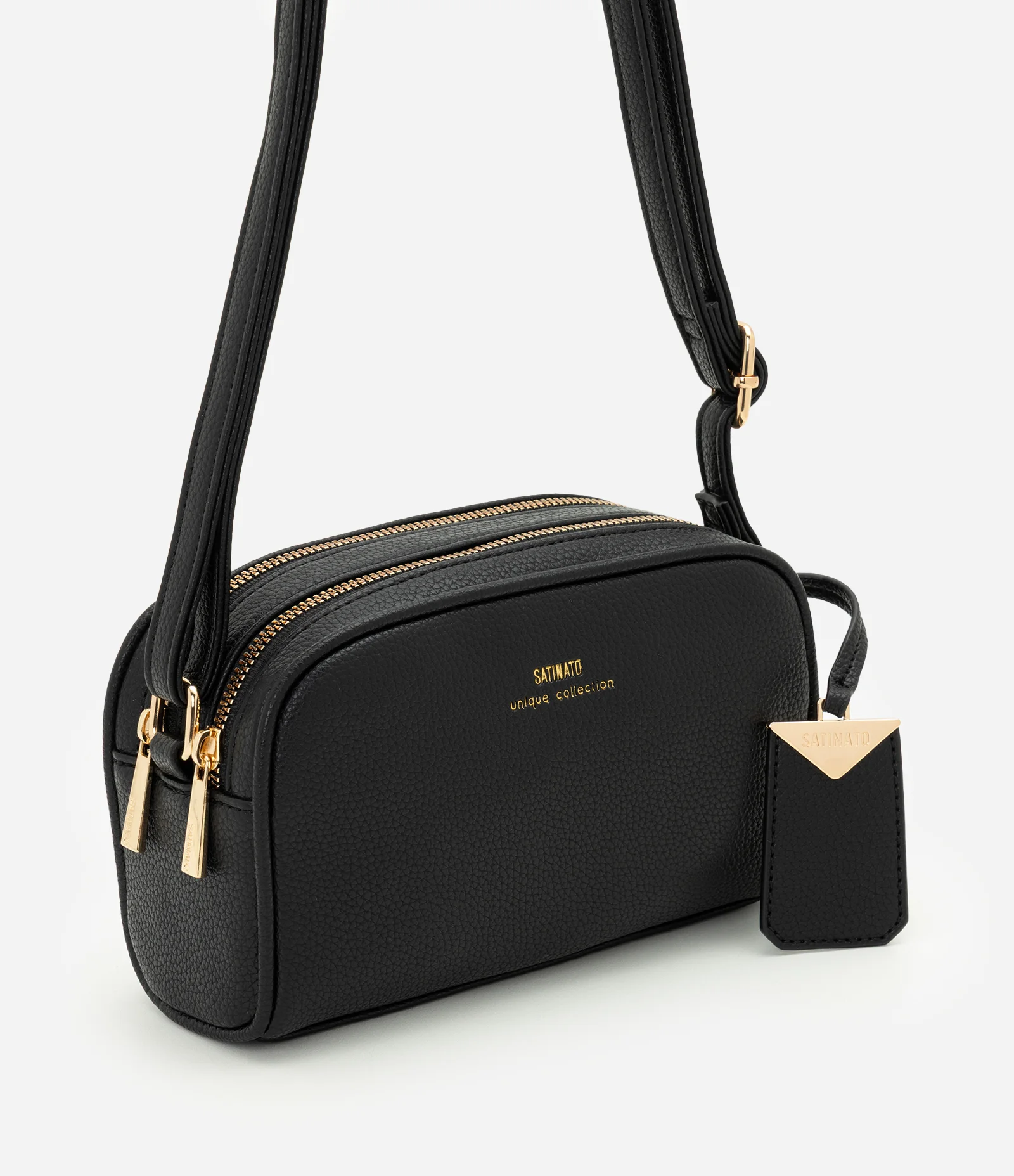 Bolsa Pequena em PU com Alça Longa Ajustável Preto 1