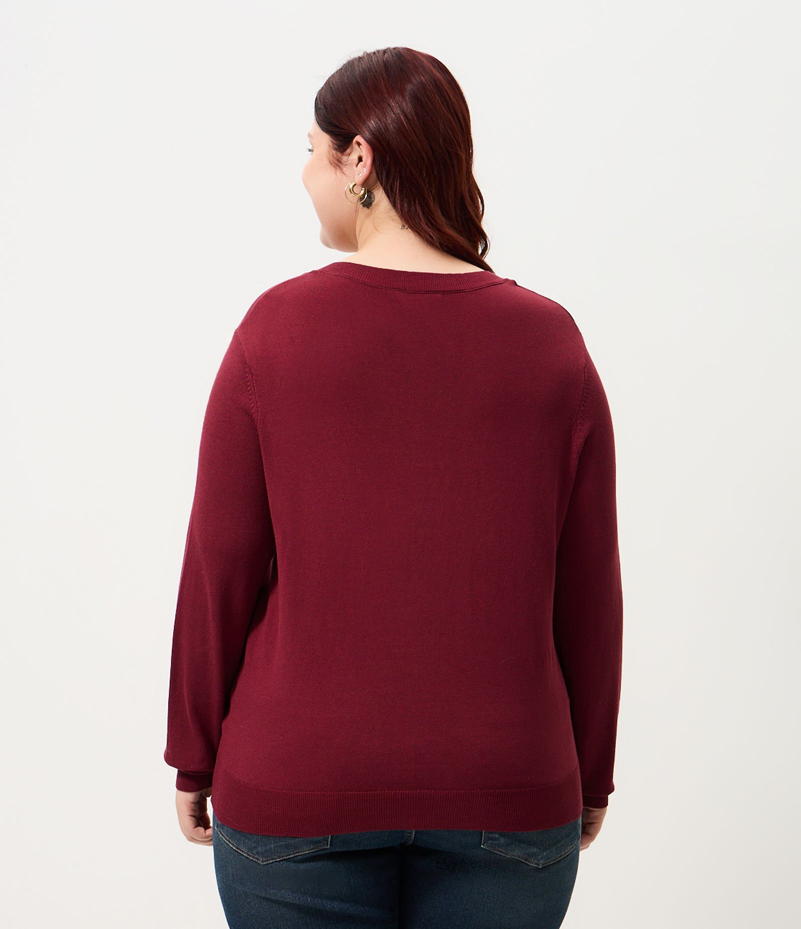 Cardigan Regular Básico em Tricô Curve & Plus Size Vermelho 4