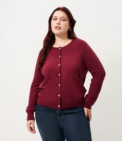 Cardigan Regular Básico em Tricô Curve & Plus Size