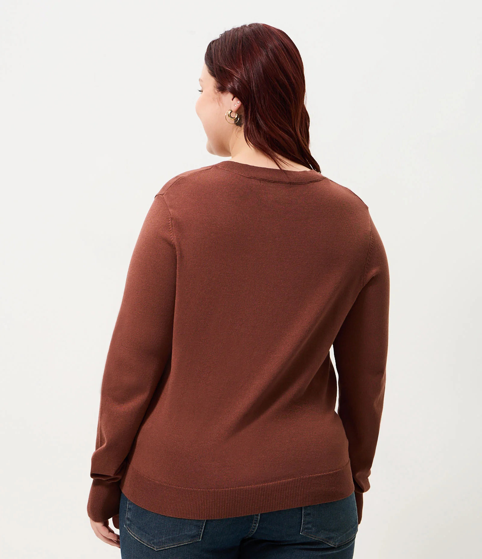 Cardigan Regular Básico em Tricô Curve & Plus Size Marrom 4