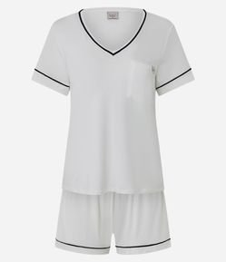 Pijama Curto em Viscose com Viés Contrastantes