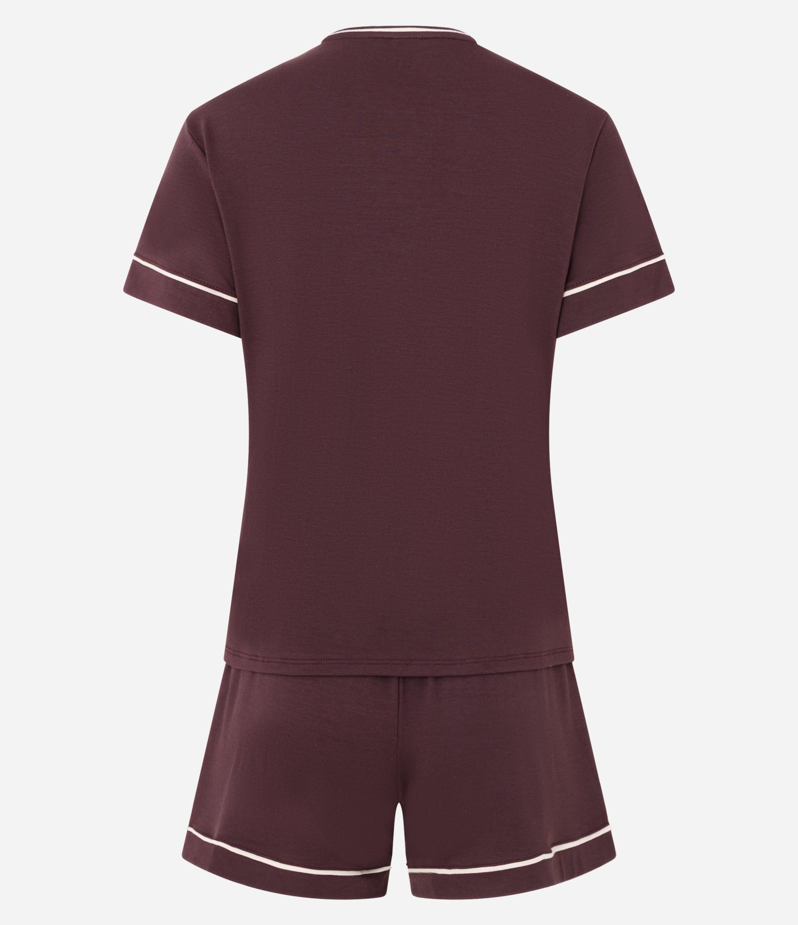 Pijama Curto em Viscose com Viés Contrastantes Vinho 2