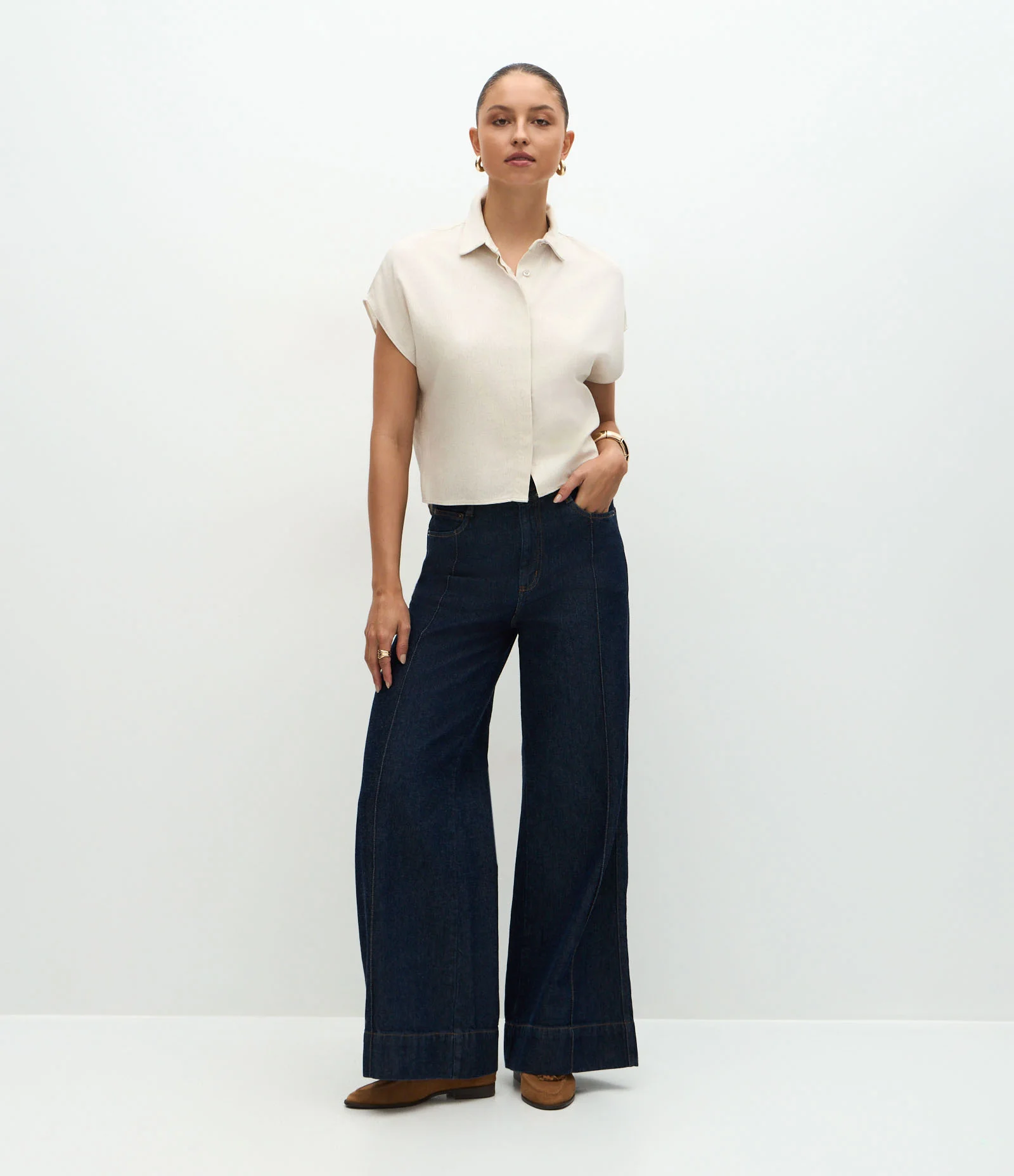 Blusa em Viscolinho com Colarinho na Gola e Sem Cava Off White 2