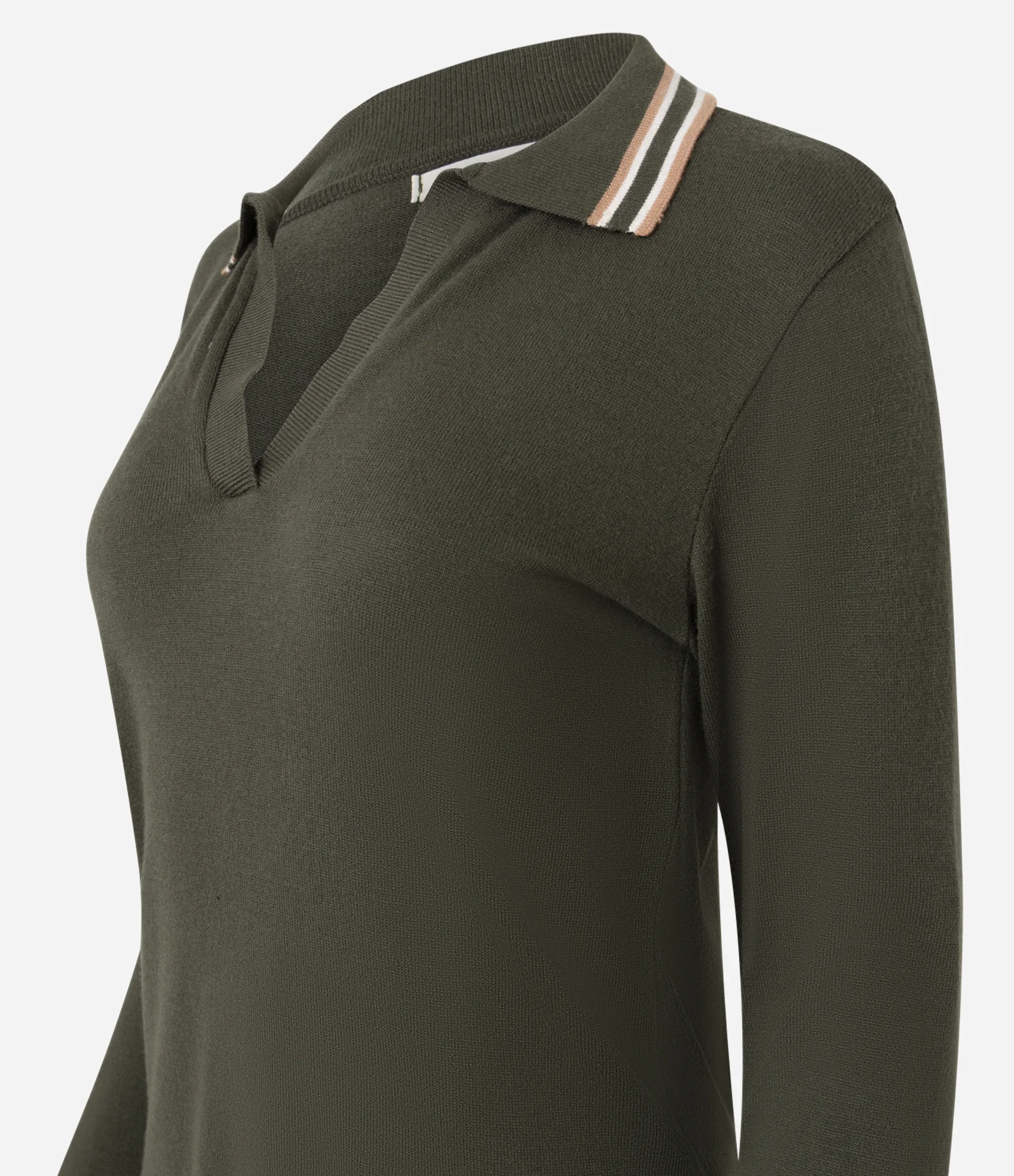 Blusa em Tricô com Gola Polo e Viés Contrastantes Verde 2