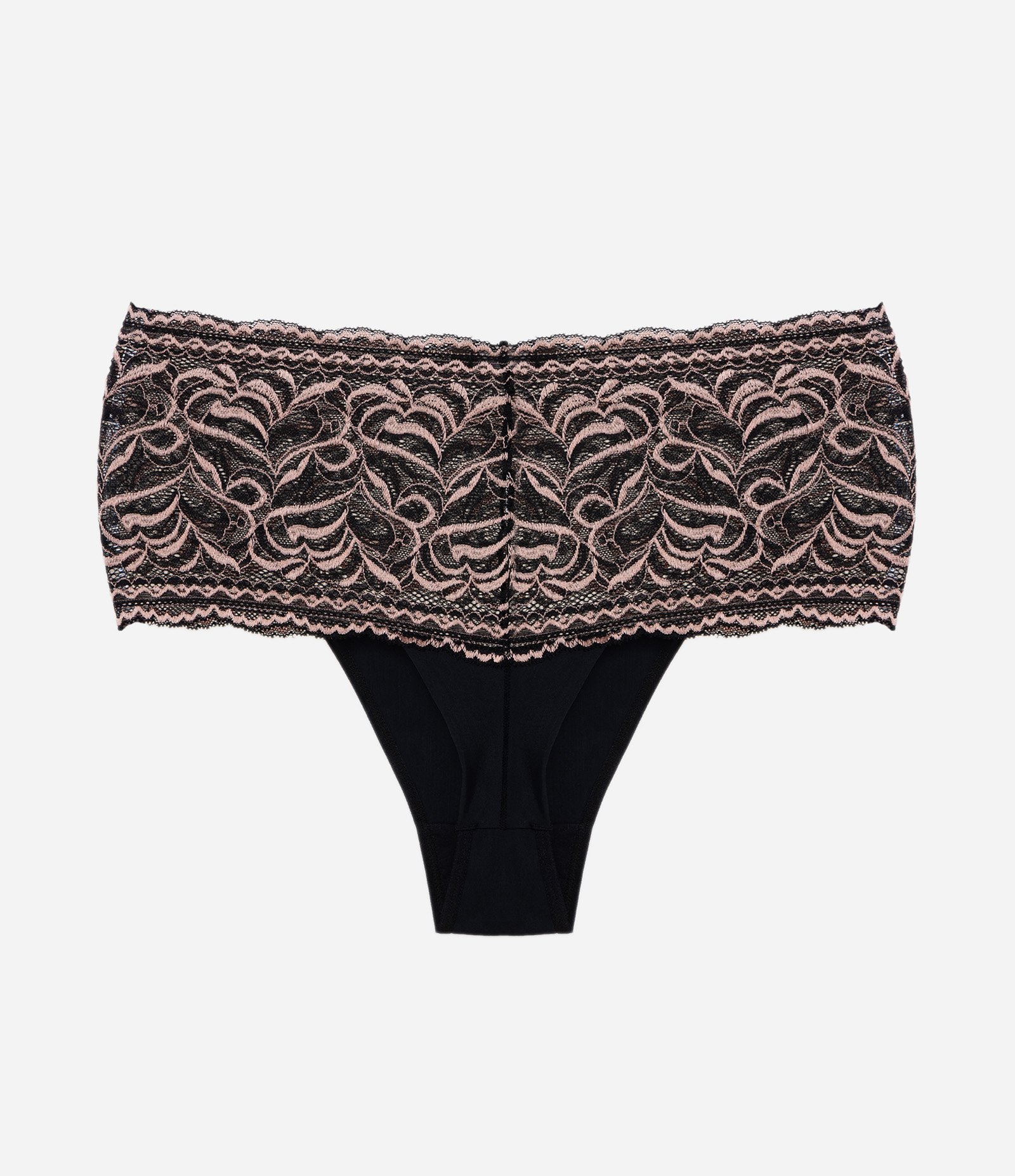 Calcinha Caleçon com Renda Bicolor Curve & Plus Size Preto 2