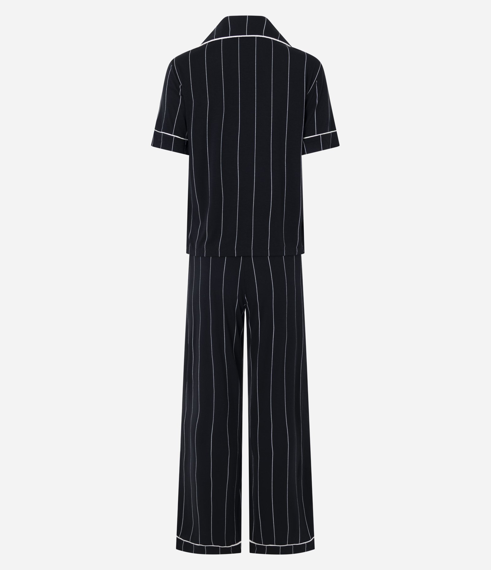 Pijama Longo Americano com Estampa de Listras Preto 5