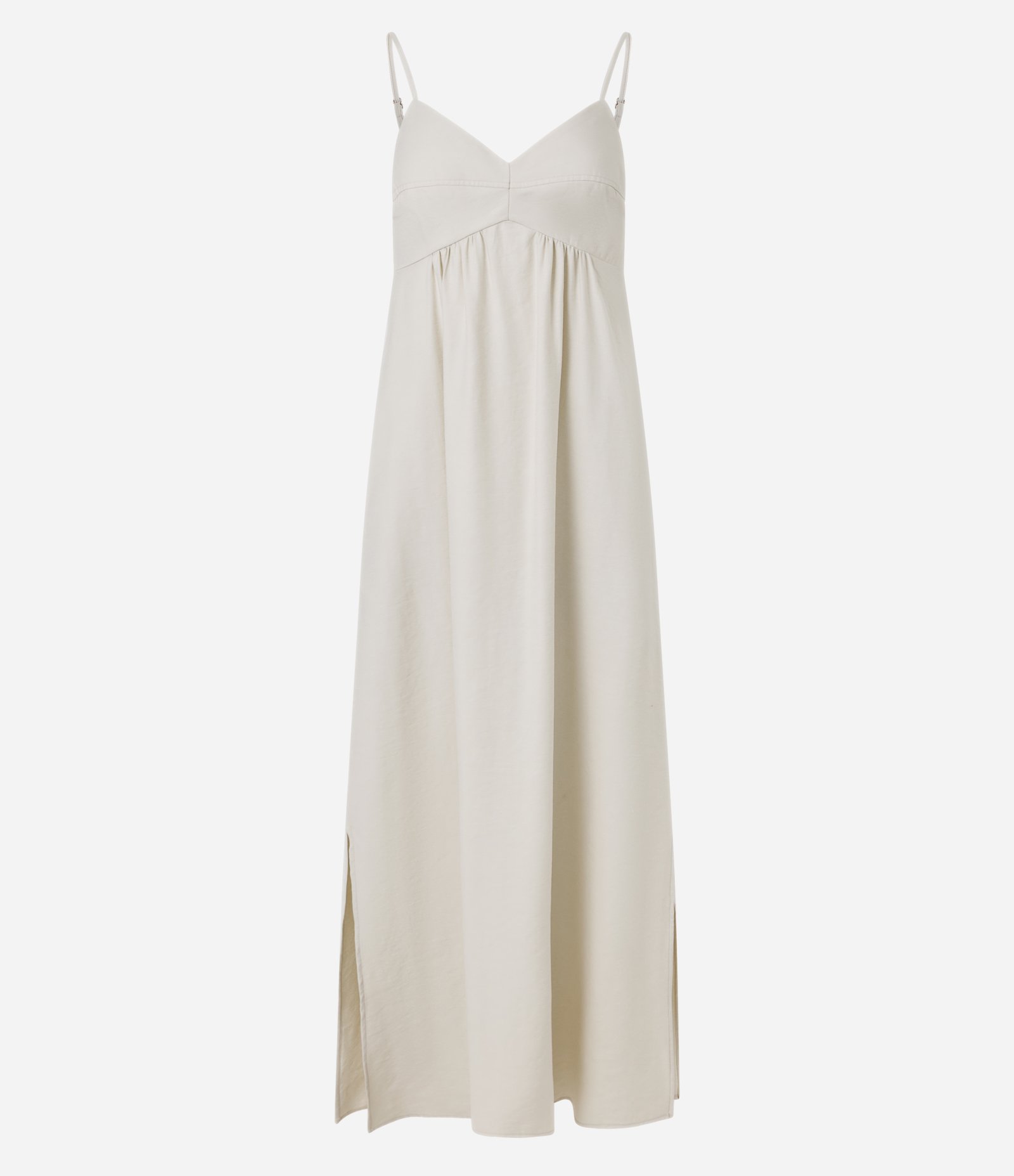 Vestido Midi Evasê em Viscose com Decote Coração Off White 1