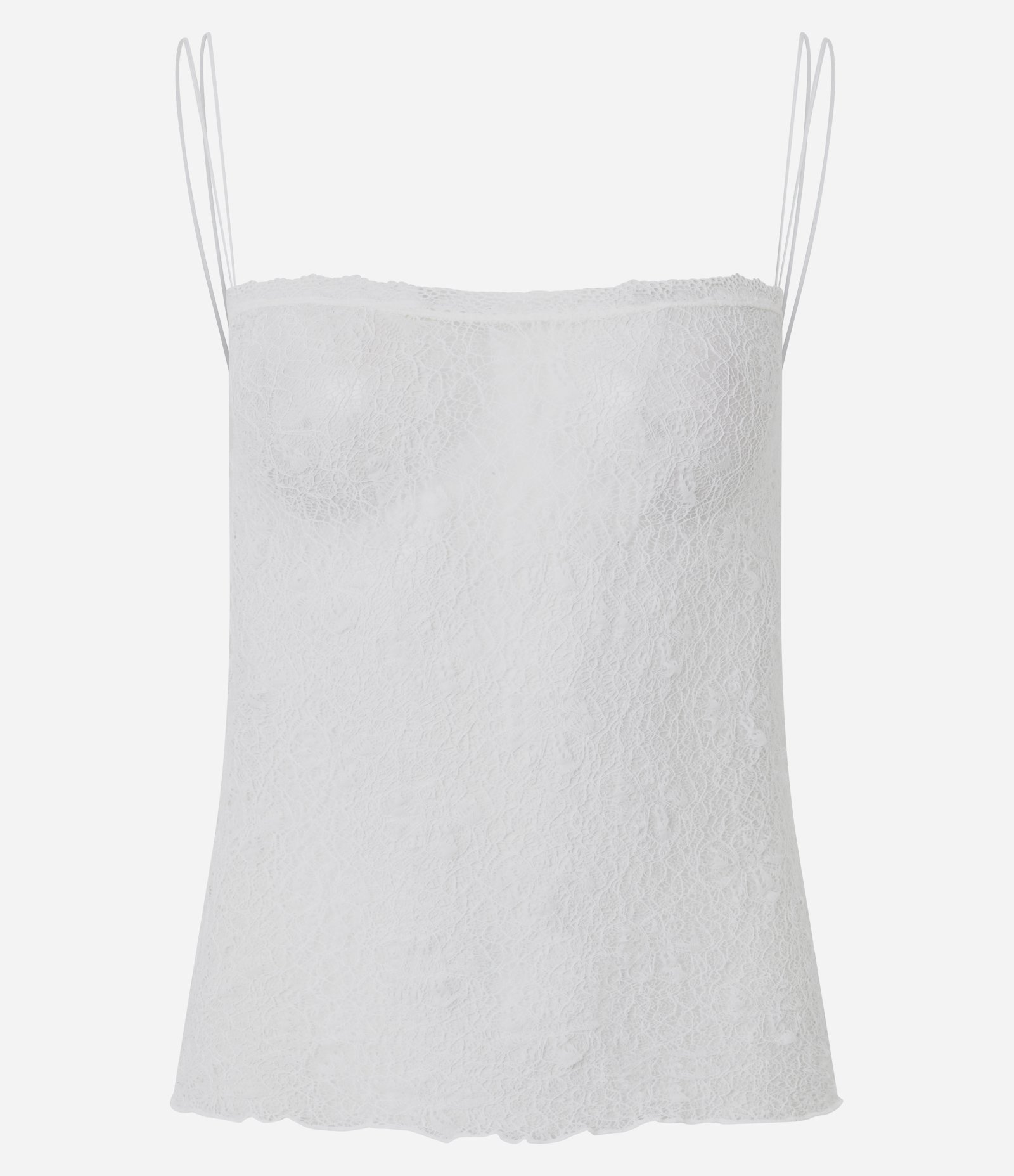 Blusa de Alcinha Dupla em Renda Texturizada Branco