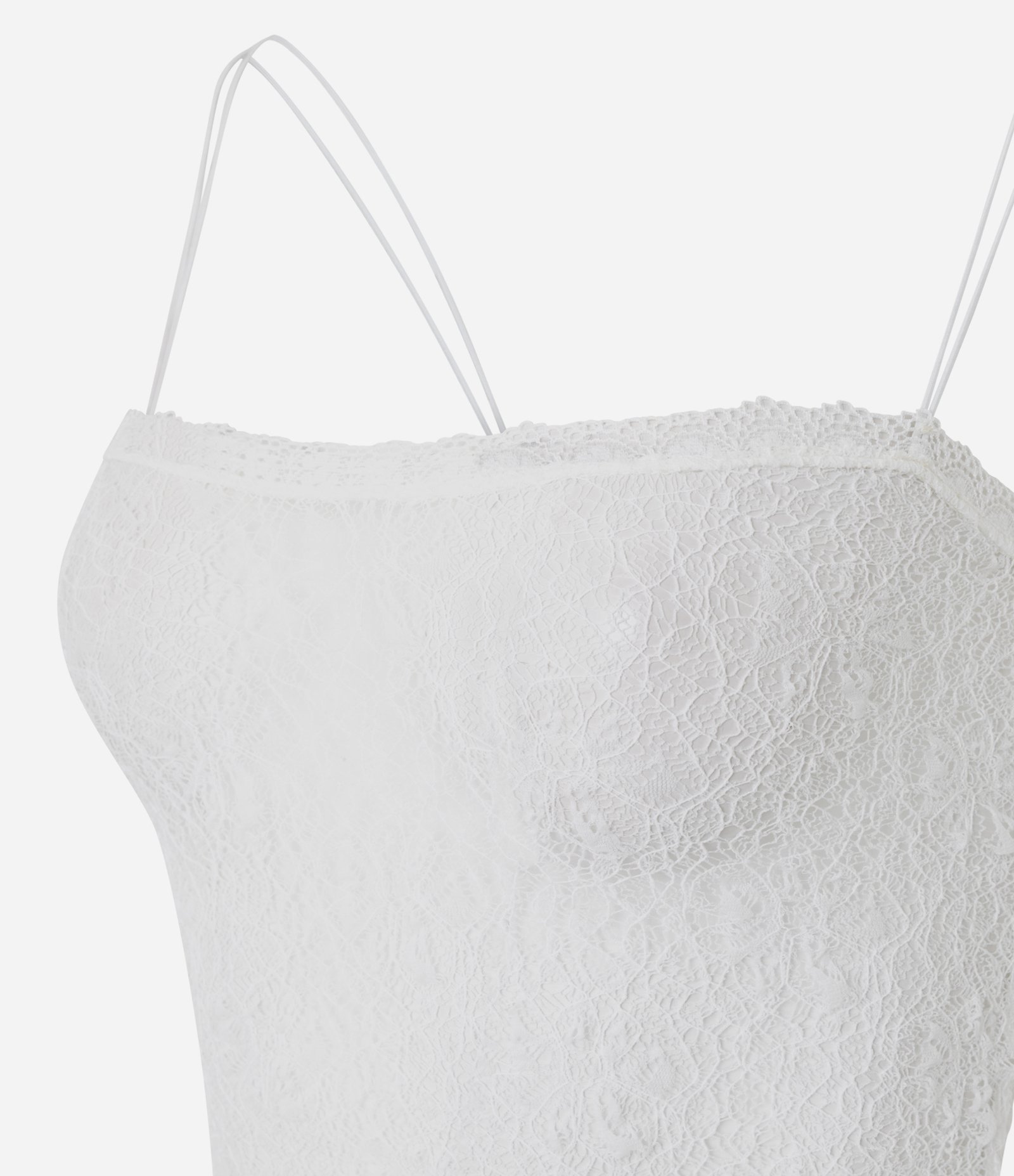 Blusa de Alcinha Dupla em Renda Texturizada Branco 2