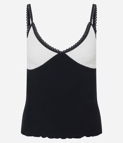 Blusa Sem Manga Texturizada com Busto em Renda