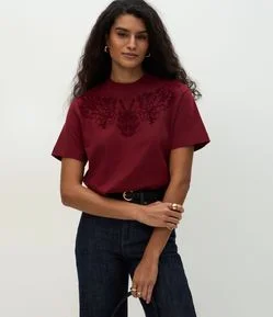 Blusa em Algodão com Arabesco de Flores