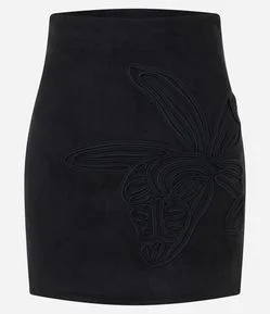 Saia Curta Estruturada com Flor Bordada