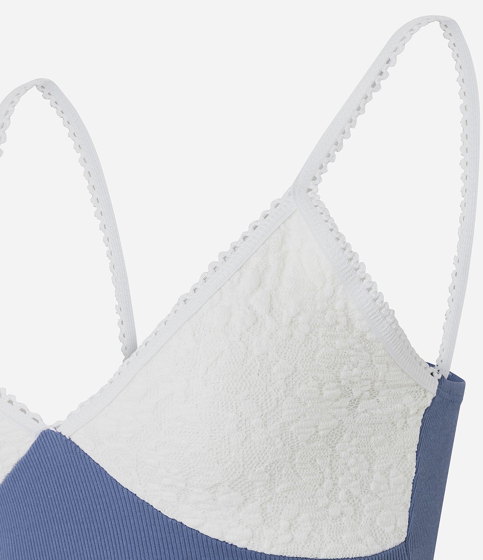 Blusa Sem Manga Texturizada com Busto em Renda Azul 2
