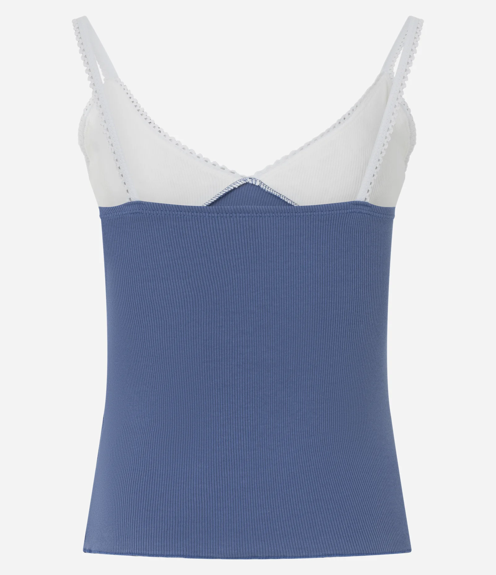 Blusa Sem Manga Texturizada com Busto em Renda Azul 3
