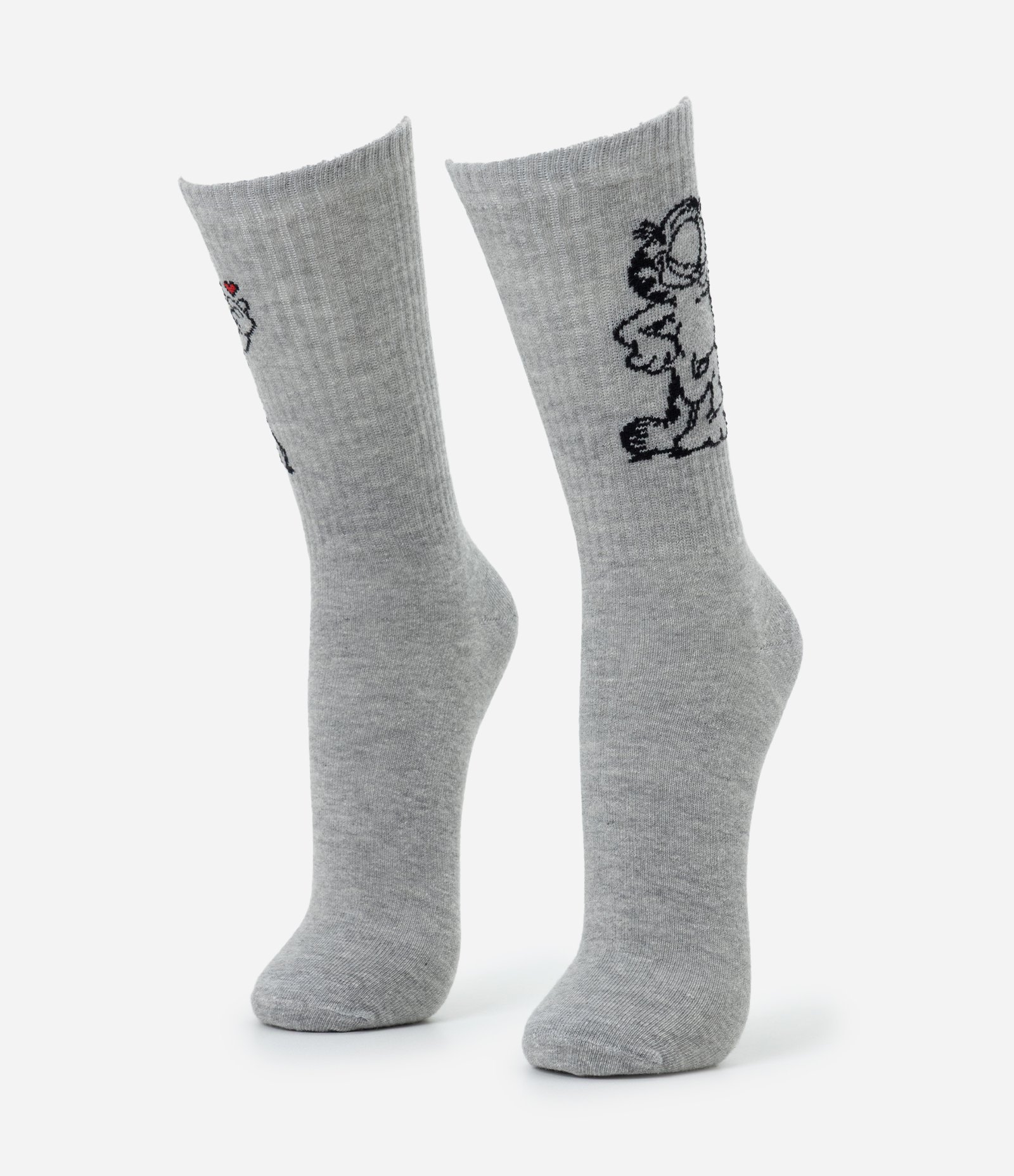 Meia em Algodão com Estampa do Garfield Cinza 1