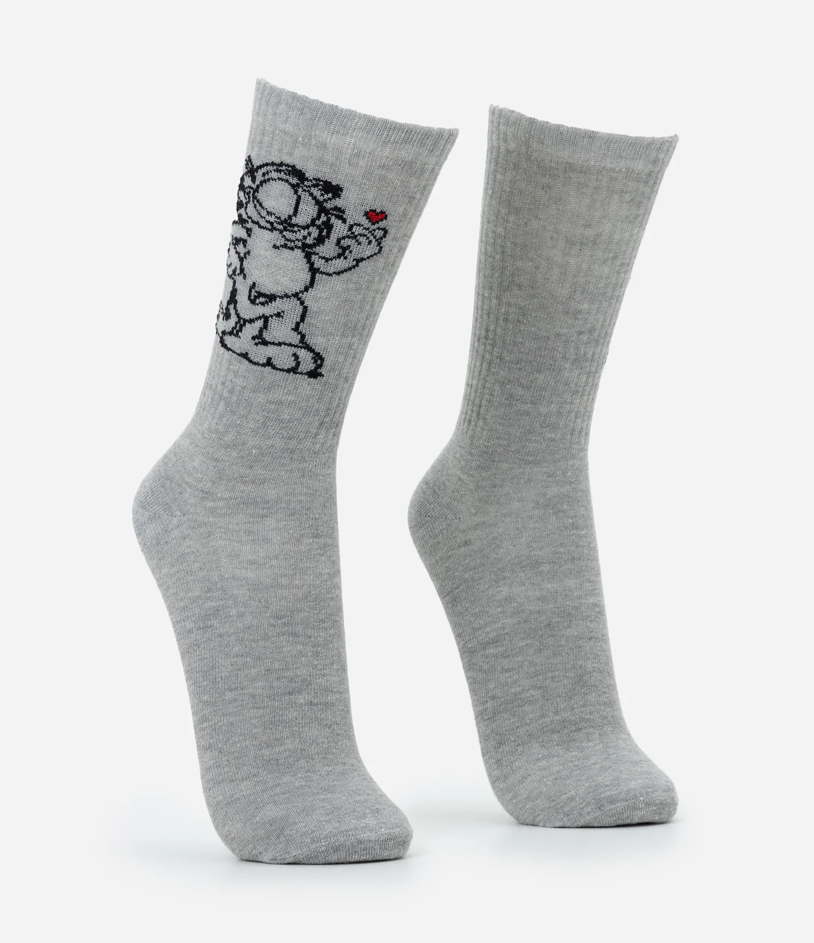 Meia em Algodão com Estampa do Garfield Cinza 2