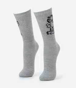 Meia em Algodão com Estampa do Garfield