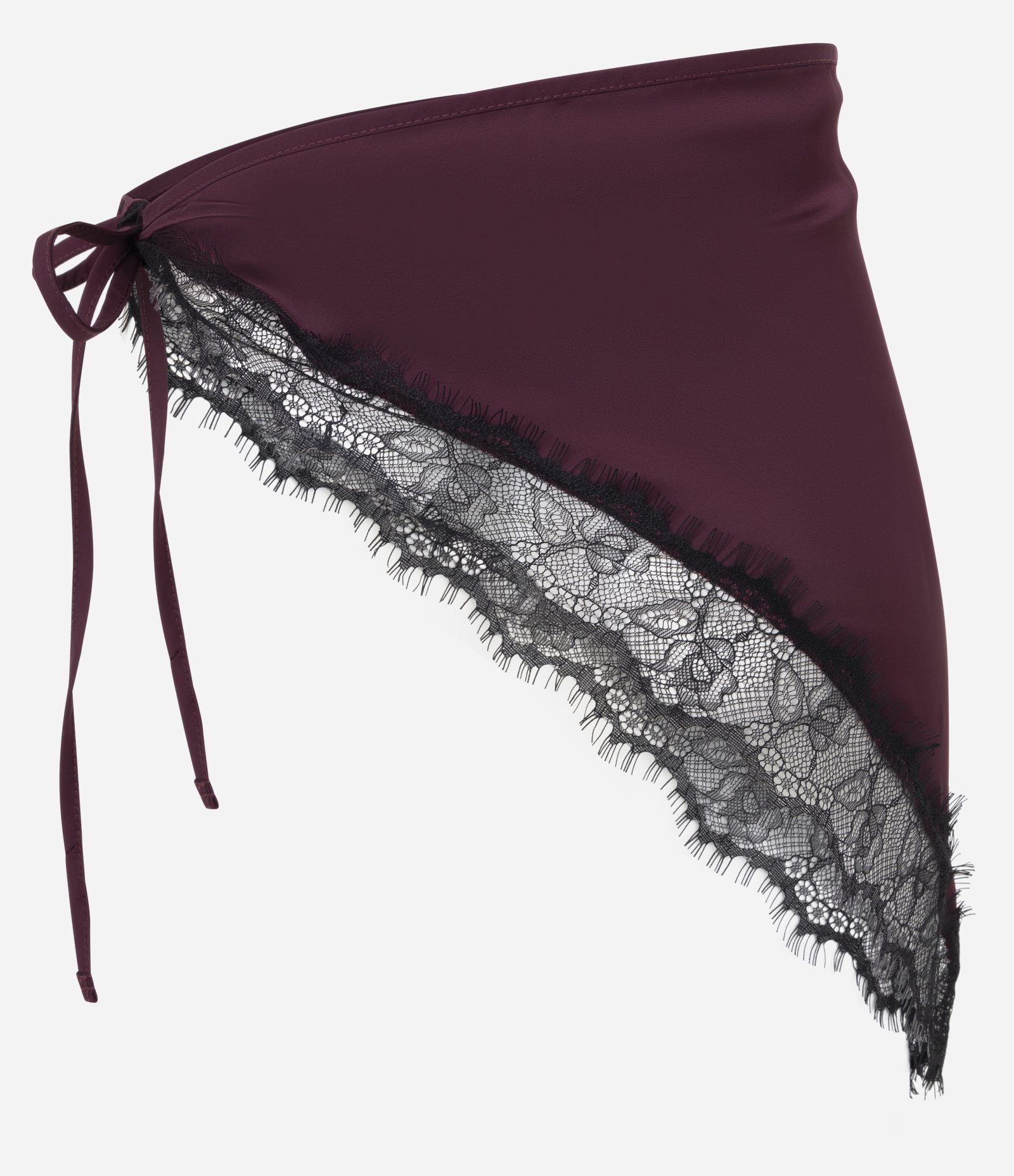 Lenço em Cetim com Detalhe em Renda Vinho 4