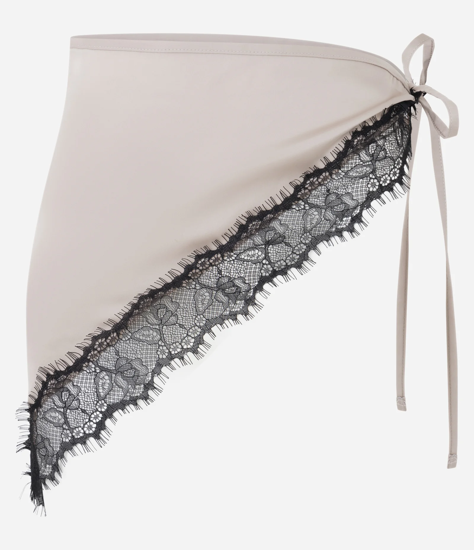 Lenço em Cetim com Detalhe em Renda Bege 1