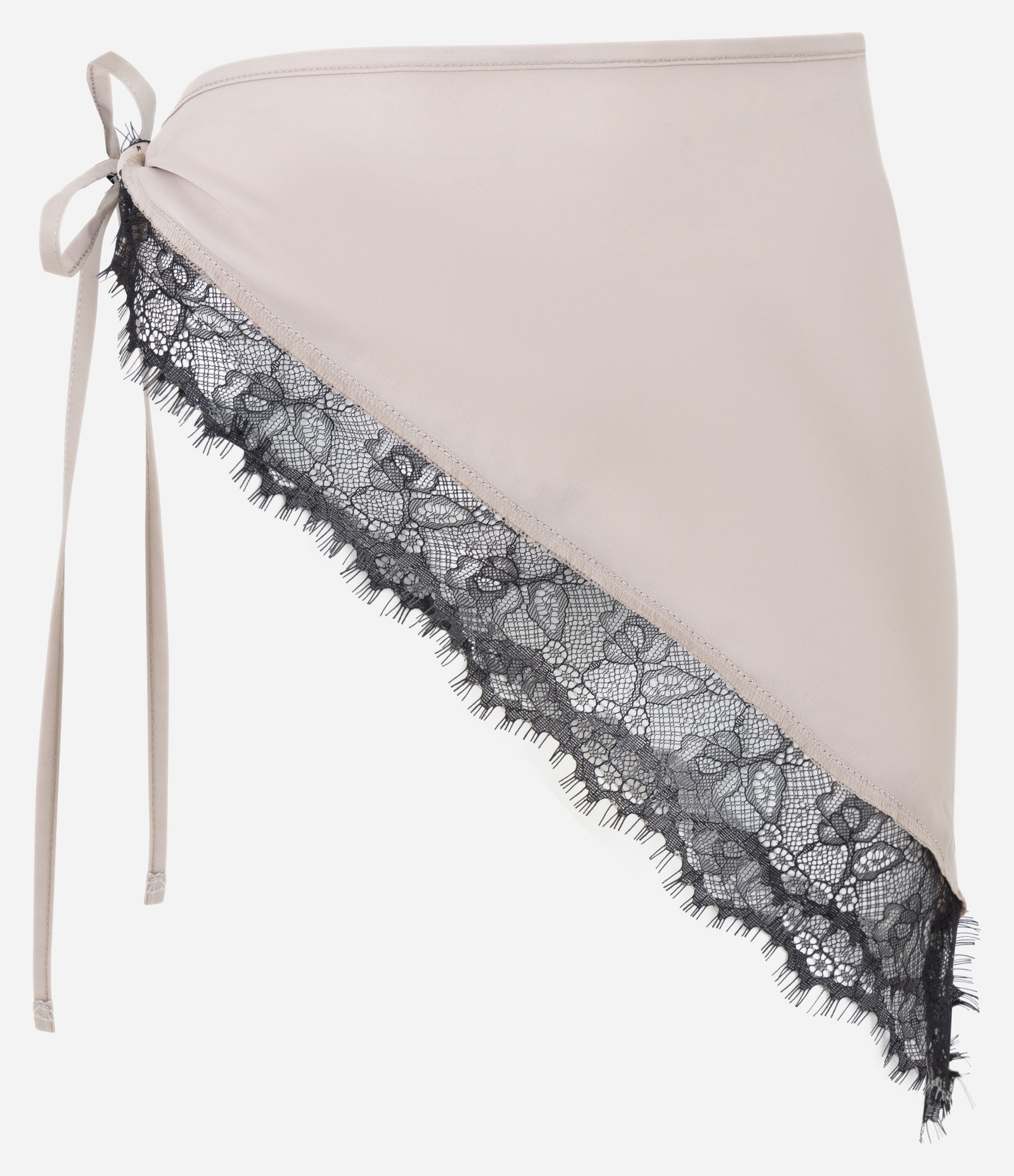 Lenço em Cetim com Detalhe em Renda Bege 4