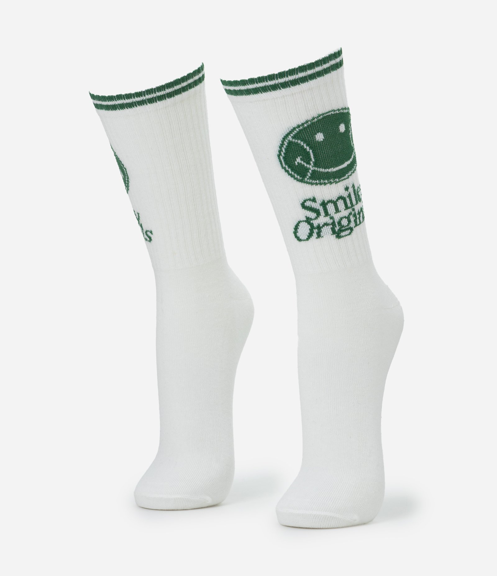 Meia Cano Alto em Algodão com Estampa Smiley Branco 1