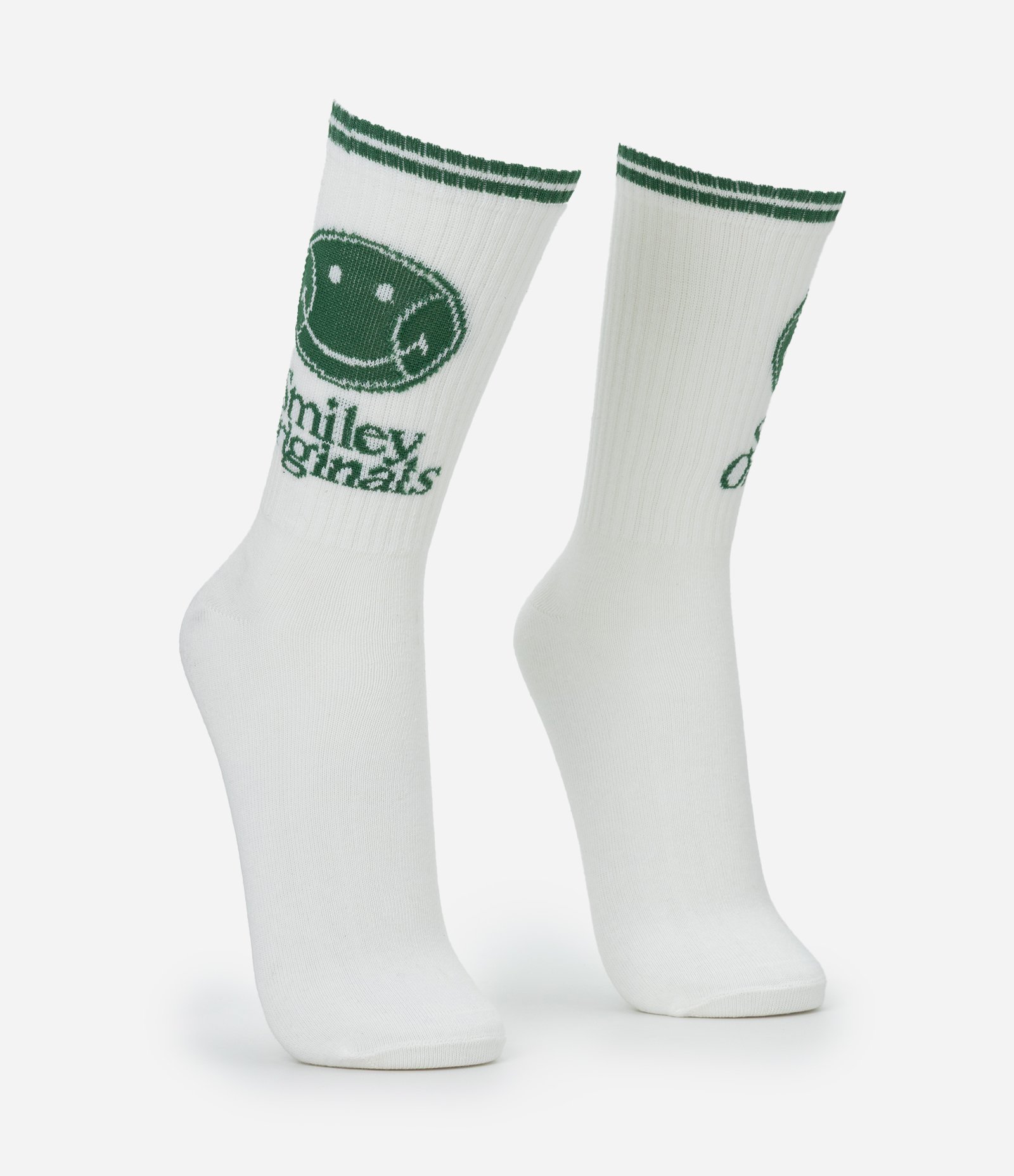 Meia Cano Alto em Algodão com Estampa Smiley Branco 2