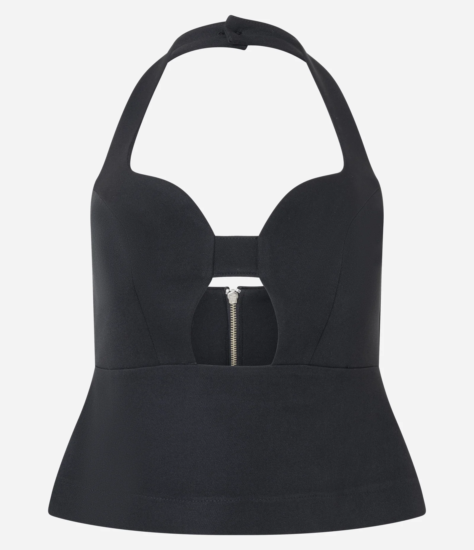 Blusa Alfaiatada Sem Manga com Decote Halter Vazado Preto 4