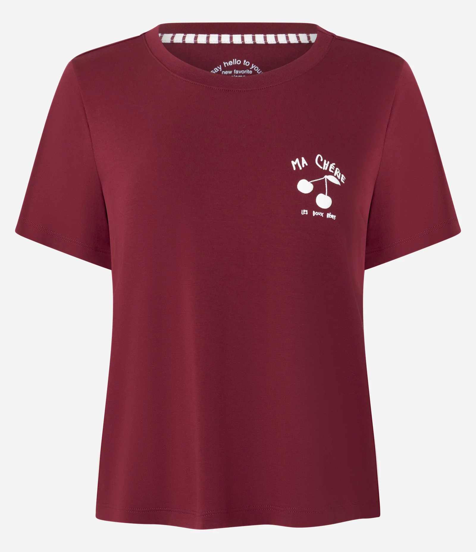 Blusa de Pijama em Viscolycra Estampa Cereja Bordô 1