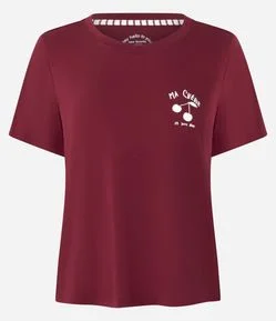Blusa de Pijama em Viscolycra Estampa Cereja