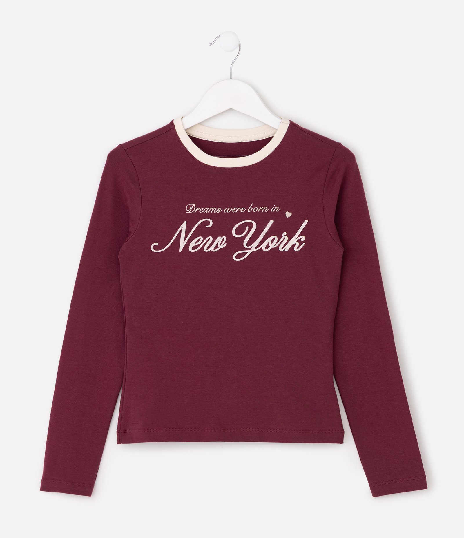 Camiseta Infantil Manga Longa New York - Tam 5 a 16 Anos Vermelho 1