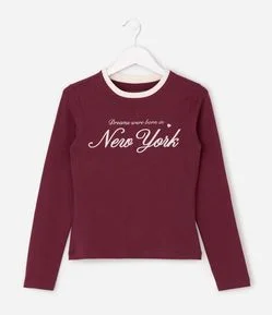 Camiseta Infantil Manga Longa New York - Tam 5 a 16 Anos