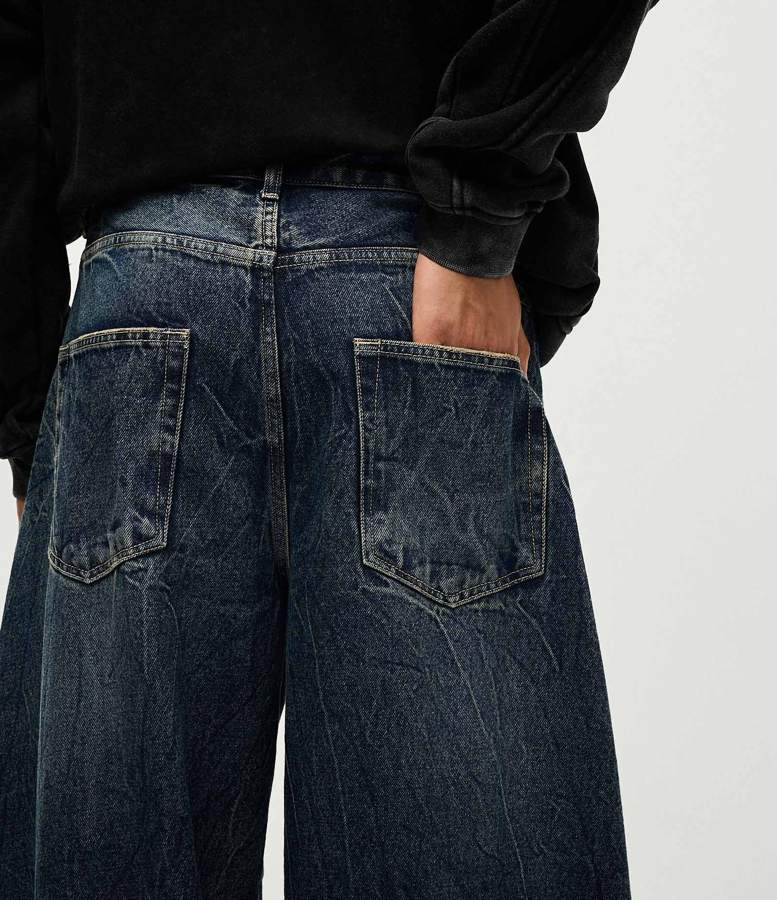 Calça Jeans Barrel com Costura Deslocada Azul 3