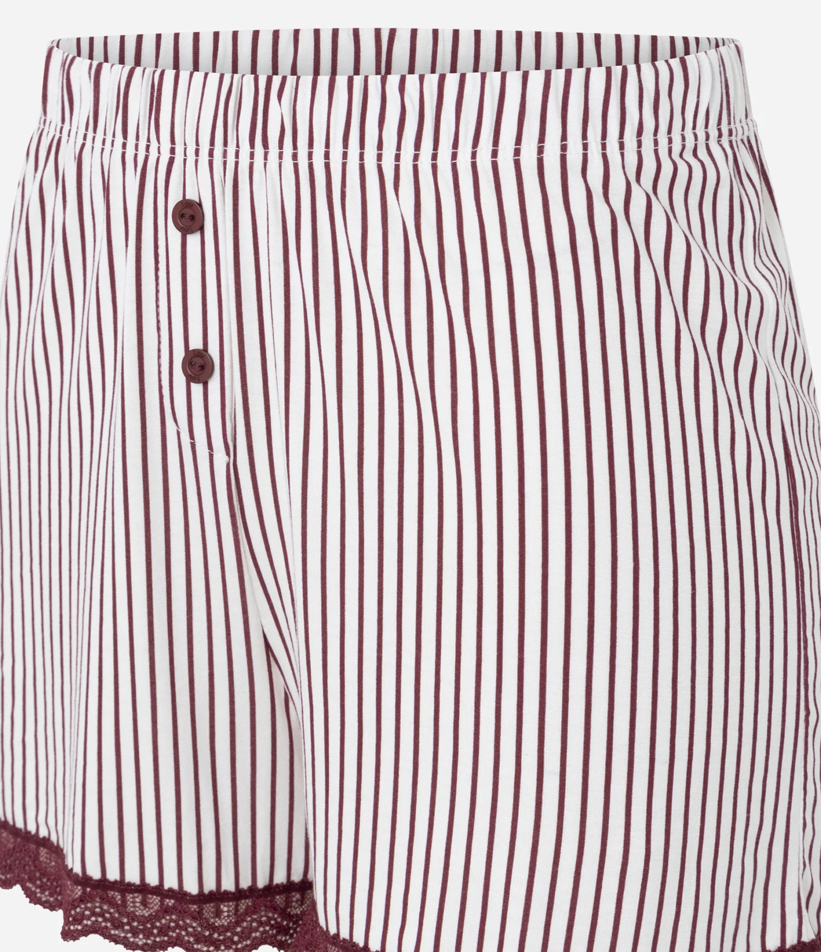 Short de Pijama em Viscolycra com Estampa de Listras e Rendinha Vermelho 2