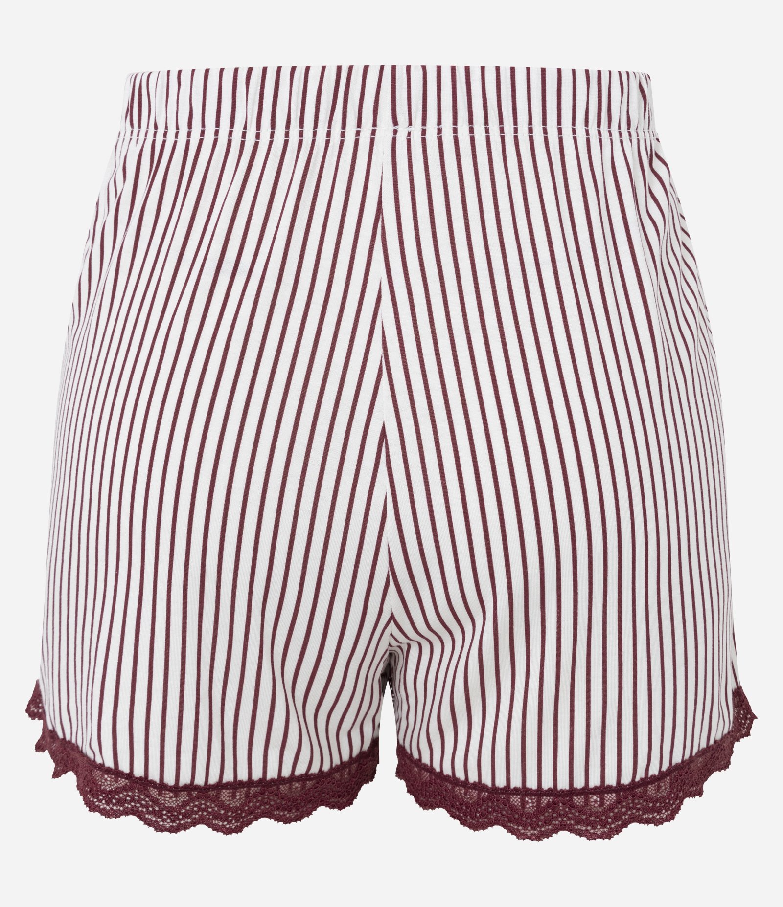 Short de Pijama em Viscolycra com Estampa de Listras e Rendinha Vermelho 3