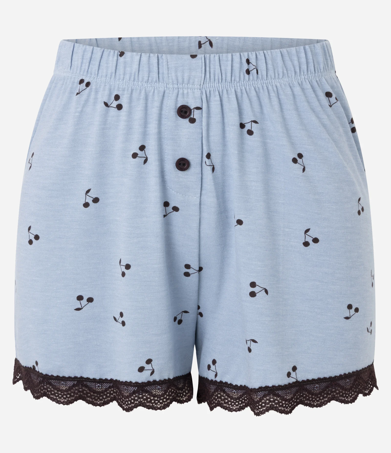 Short de Pijama em Viscolycra com Estampa de Cerejas Azul 1