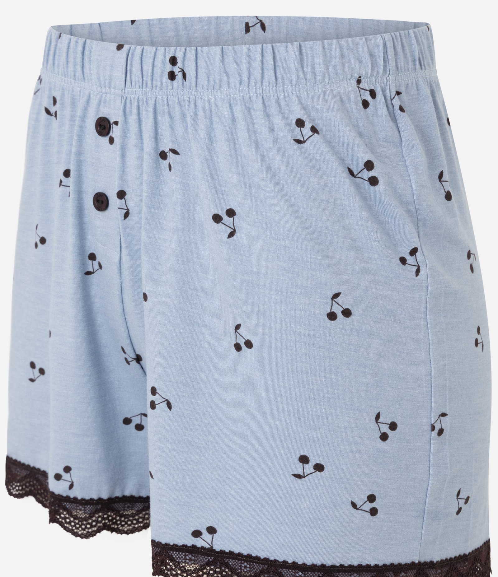 Short de Pijama em Viscolycra com Estampa de Cerejas Azul 2