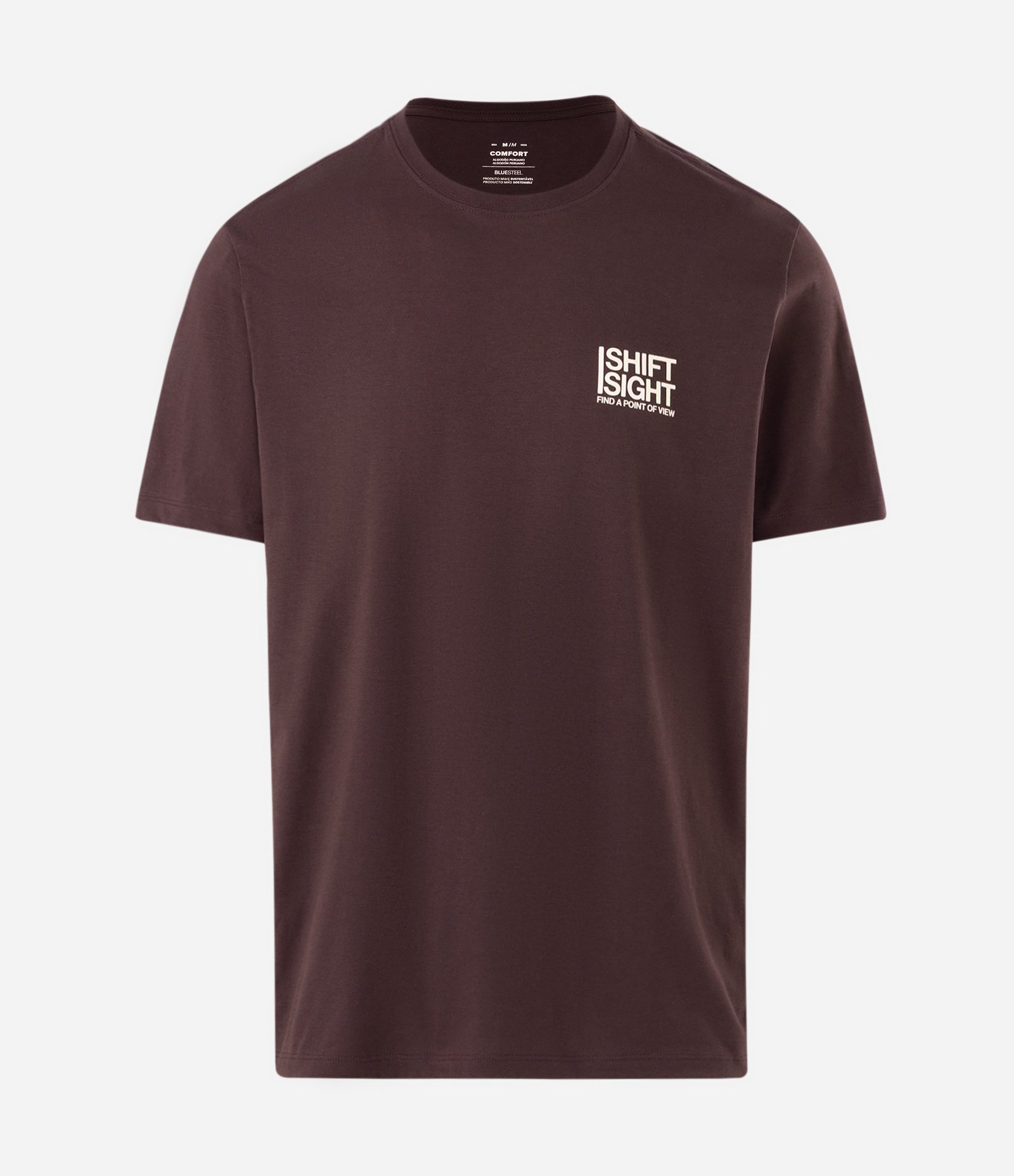Camiseta Comfort em Algodão Peruano com Estampa Mapa Marrom 7