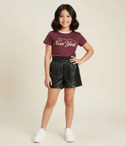 Baby Look Infantil com Lettering New York – Tam 5 a 16 Anos