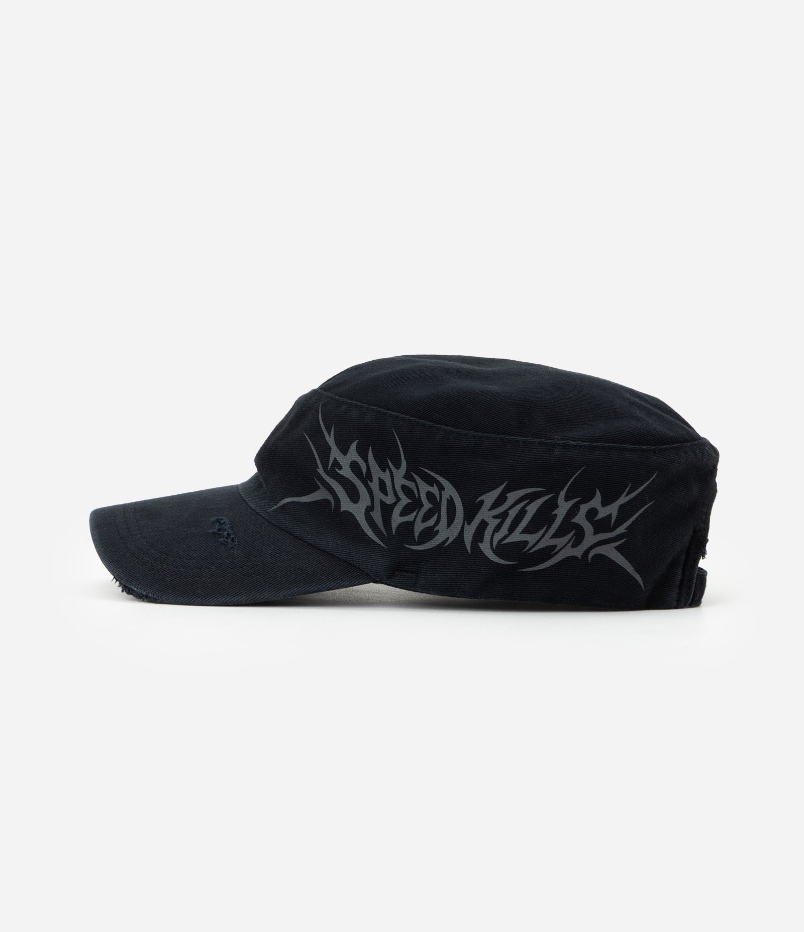 Boné Militar em Sarja com Silk Tribal Preto 5