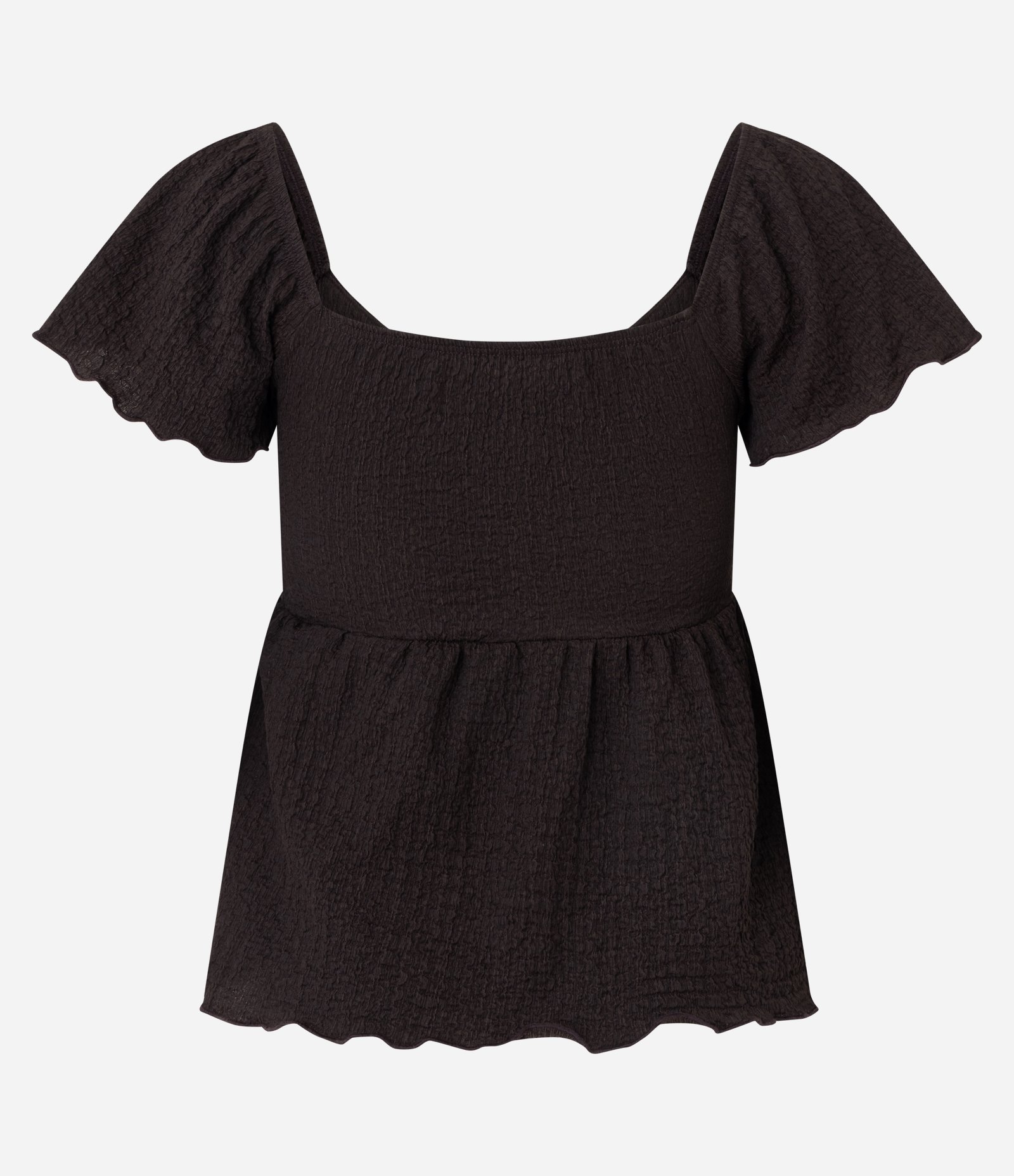 Blusa em Algodão Texturizado com Decote V e Amarração Marrom 3