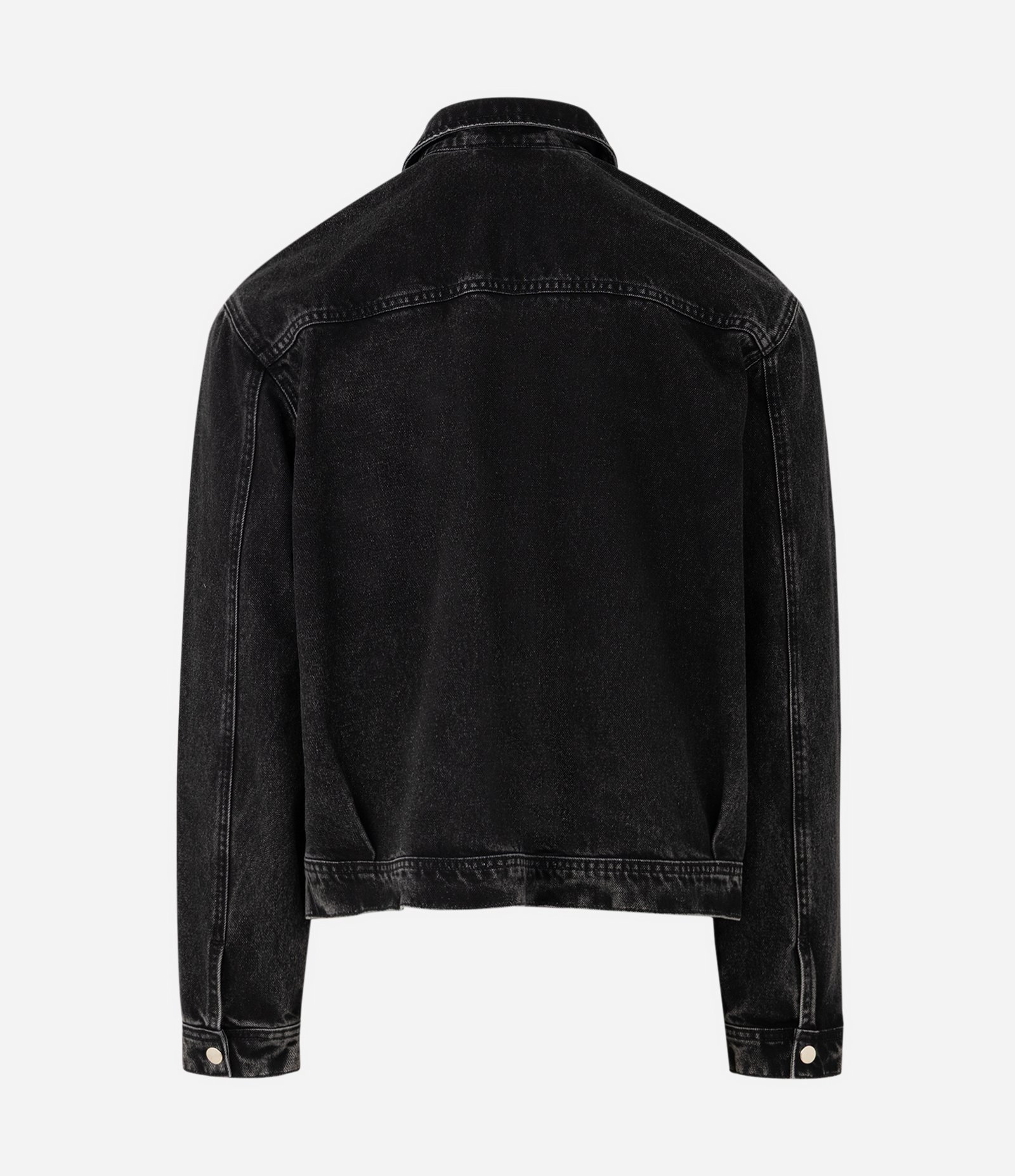 Jaqueta Jeans Lisa com Zíper Boxy Preto 5