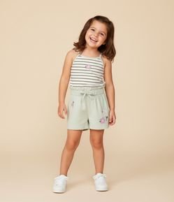 Blusa Infantil Listrada com Estampa Flor e Alcinha – Tam 1 a 5/6 Anos