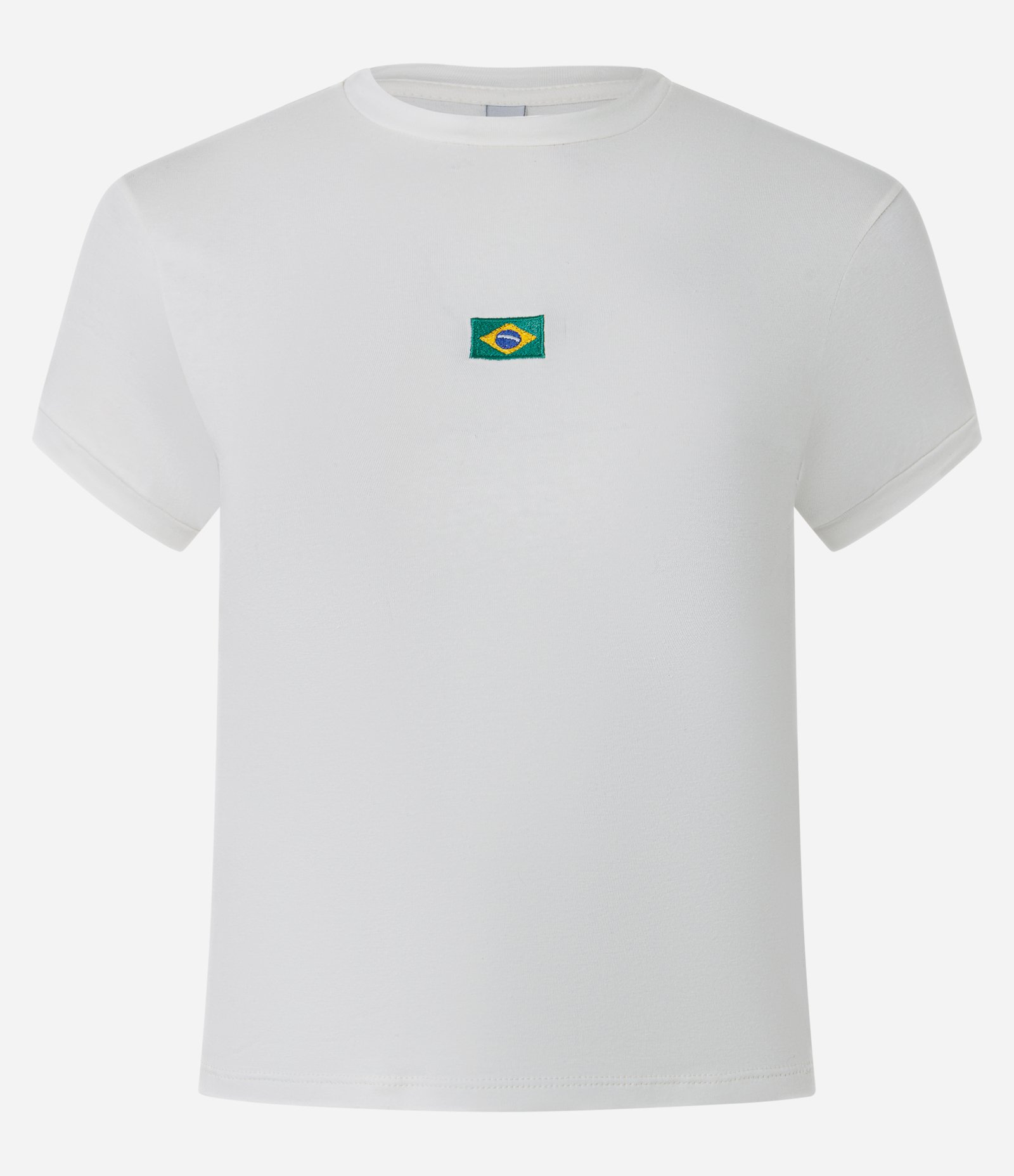 Camiseta Baby Tee com Estampa Brasil Branco 1