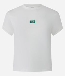 Camiseta Baby Tee com Estampa Brasil